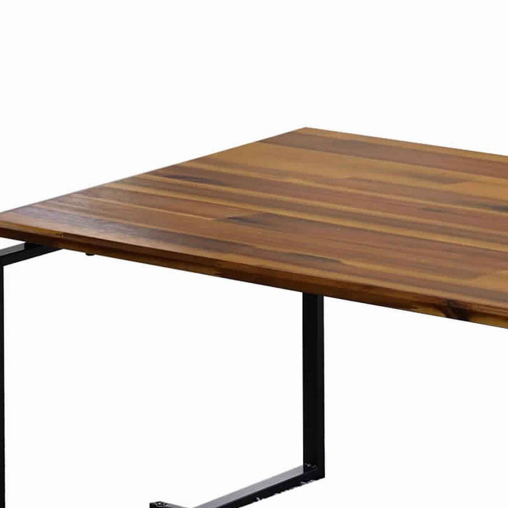 3 Piece Wooden Top Metal Frame Occasional Table Set, Brown And Black By Benzara | Coffee Tables |  Modishstore  - 5