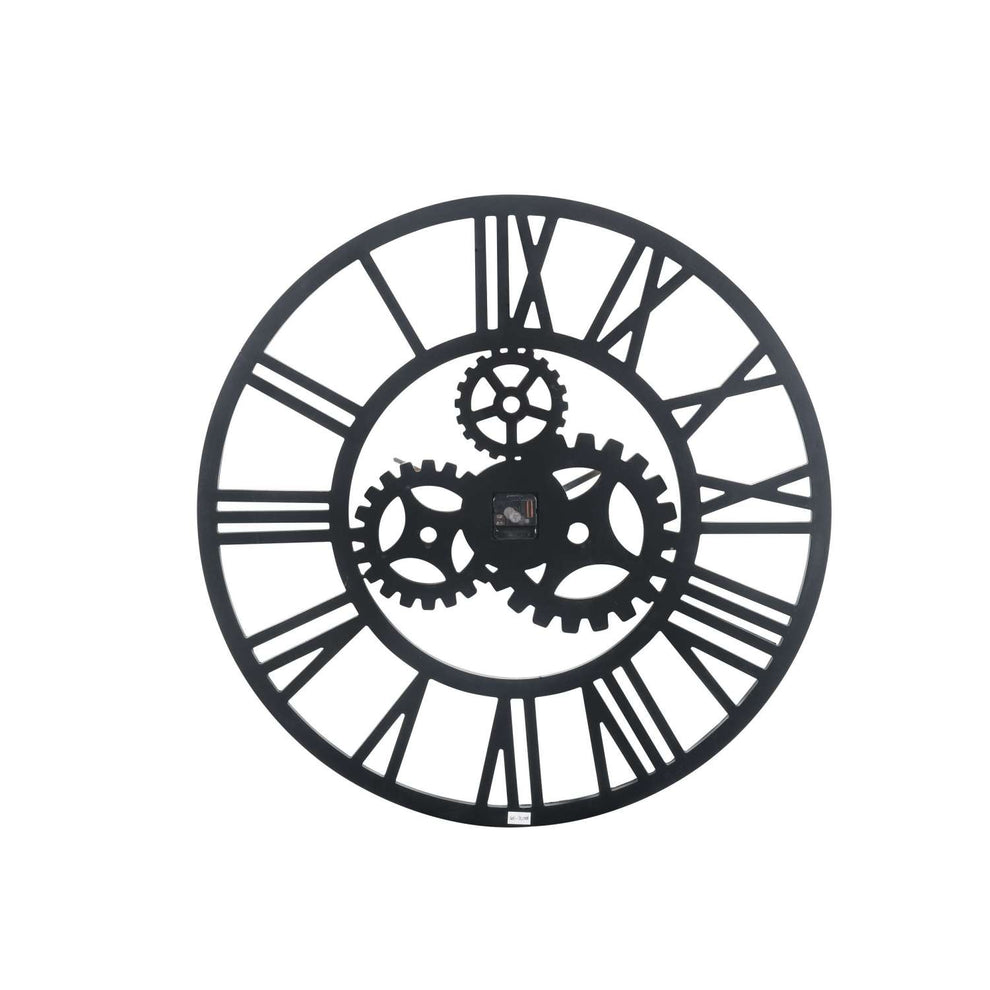 Round Mirror Panel Open Frame Wall Clock With Gear Design, Silver By Benzara | Clocks |  Modishstore  - 5