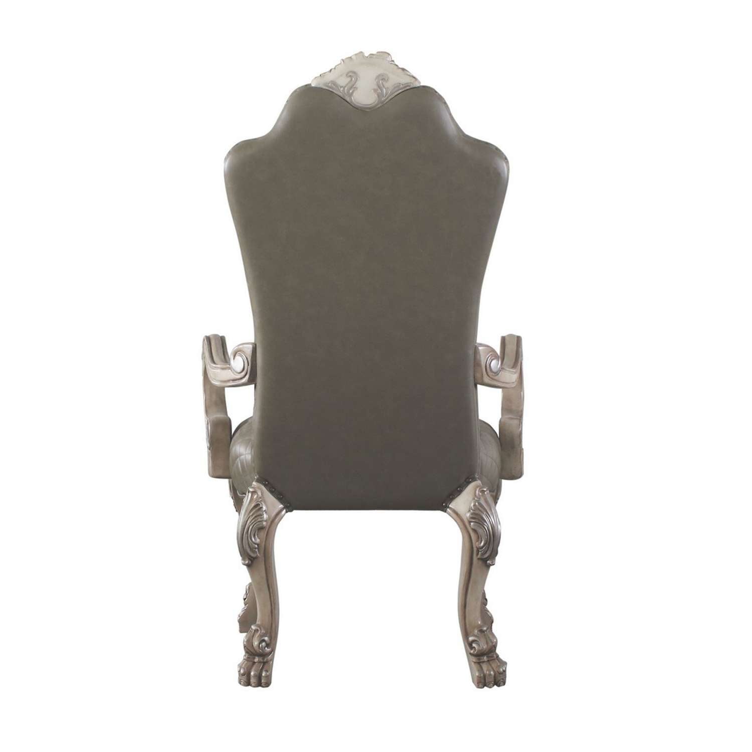 High Back Leatherette Arm Chair With Claw Legs, Set Of 2, Silver And Gray By Benzara | Armchairs |  Modishstore  - 4