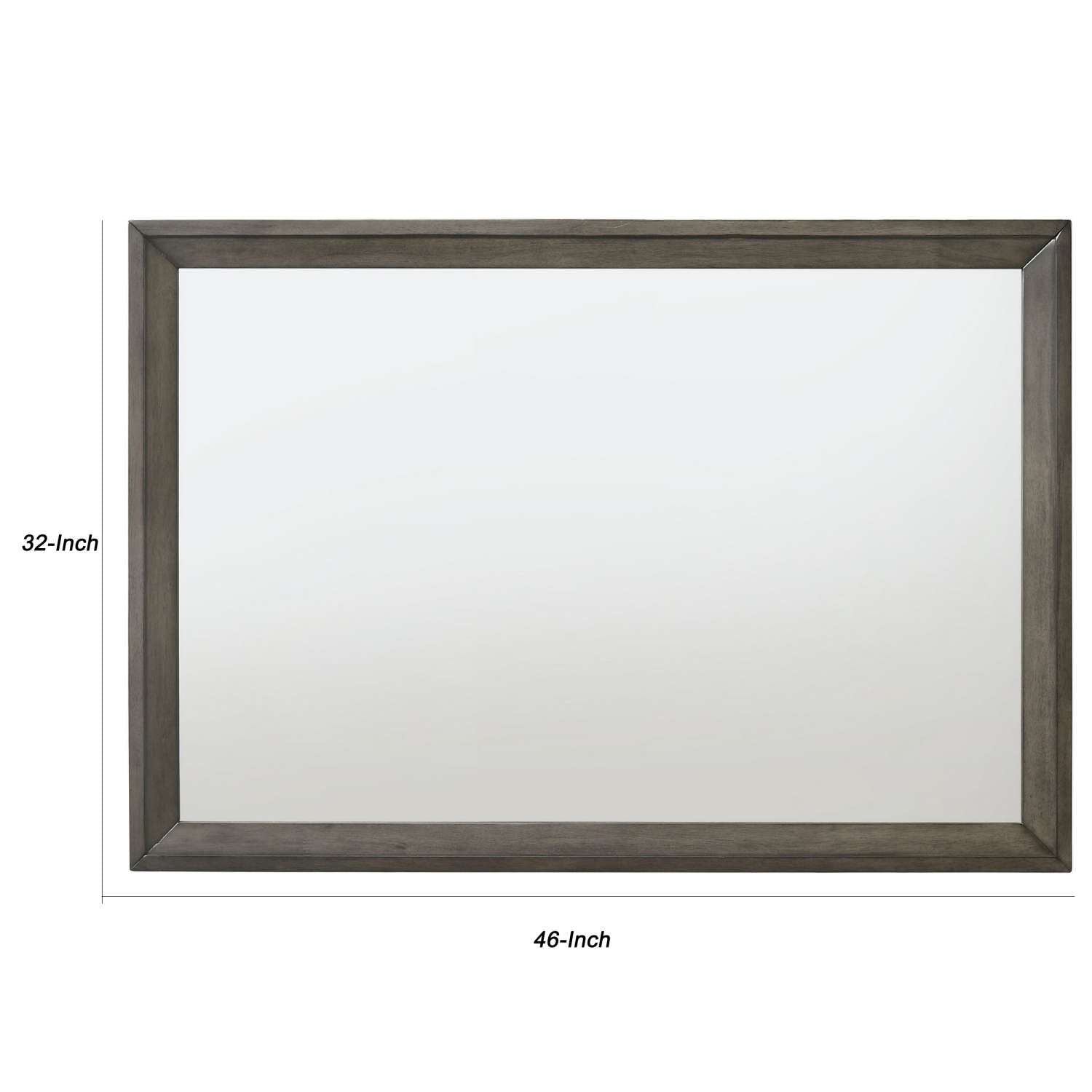 Rectangular Wooden Frame Mirror With Mounting Hardware, Gray And Silver By Benzara | Mirrors |  Modishstore  - 2