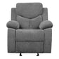 Fabric Upholstered Glider Recliner Chair With Pillow Top Armrest, Gray By Benzara | Chairs & Recliners | Modishstore
