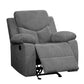 Fabric Upholstered Glider Recliner Chair With Pillow Top Armrest, Gray By Benzara | Chairs & Recliners | Modishstore - 5