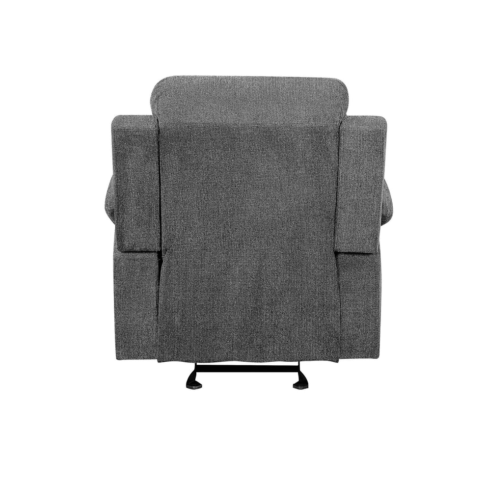 Fabric Upholstered Glider Recliner Chair With Pillow Top Armrest, Gray By Benzara | Chairs & Recliners | Modishstore - 2