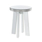 Round Mirror Panel Inlay End Table With Faux Crystals Accents, Silver By Benzara | End Tables | Modishstore - 2