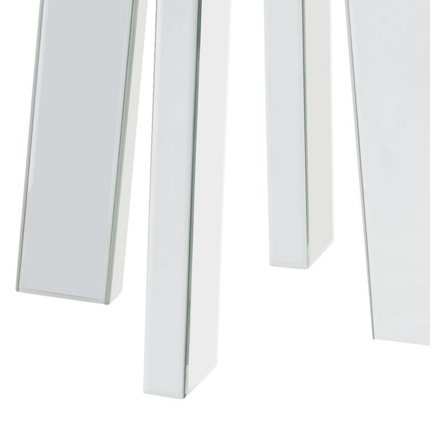 Round Mirror Panel Inlay End Table With Faux Crystals Accents, Silver By Benzara | End Tables | Modishstore - 4