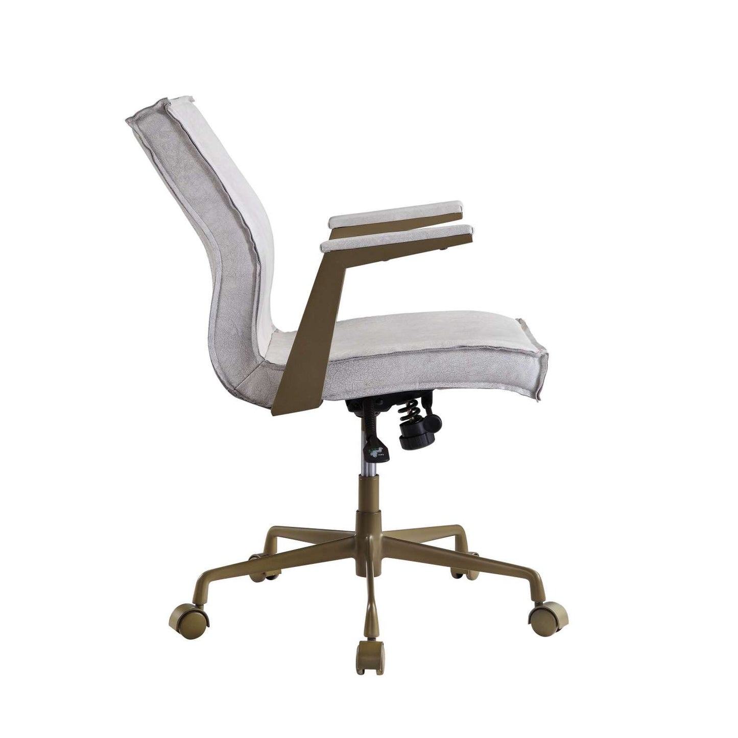 Swivel Sloped Back Leatherette Office Chair With Star Base, White And Brown By Benzara | Office Chairs |  Modishstore  - 5
