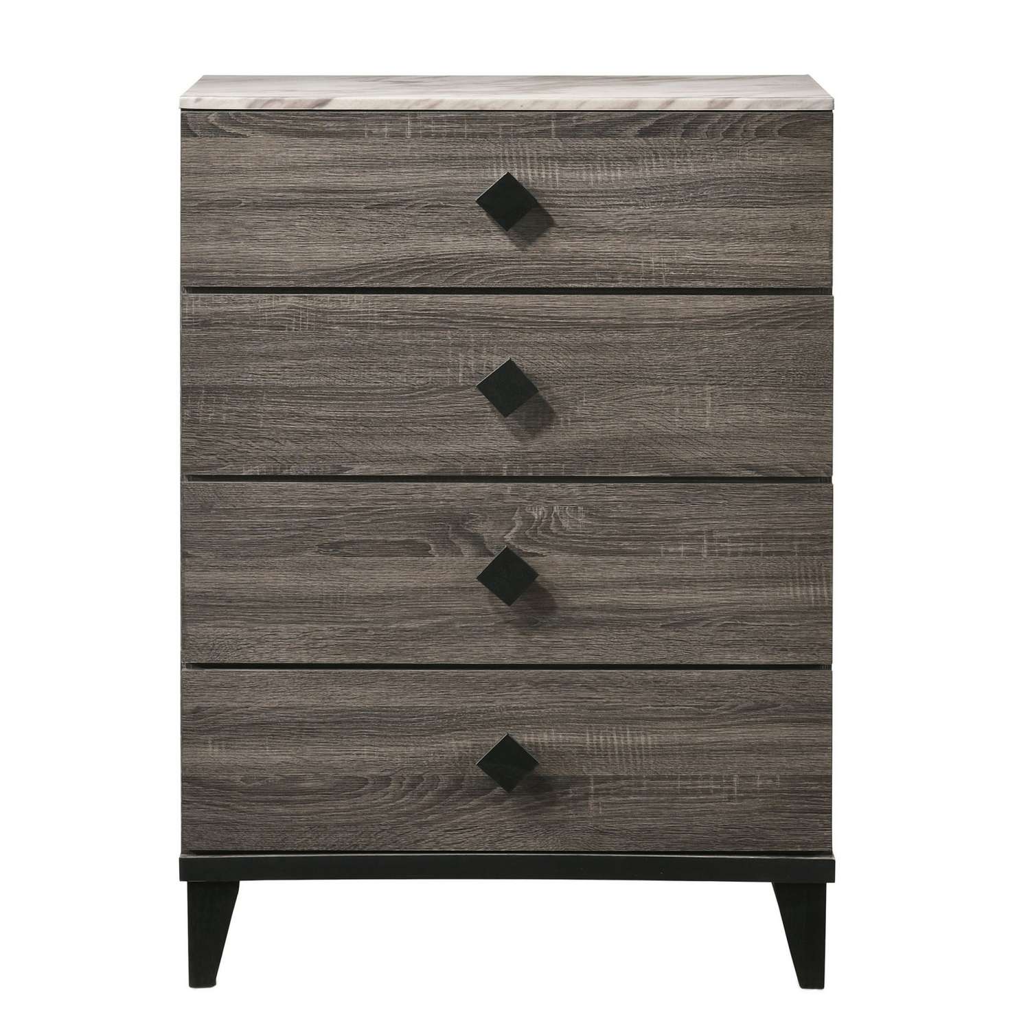 5 Drawer Wooden Chest With Diamond Metal Knobs, Gray And Black By Benzara | Drawers |  Modishstore 