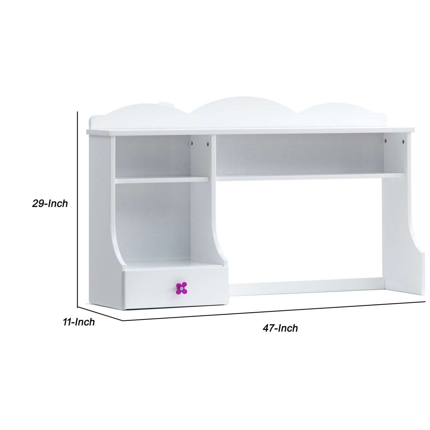 Transitional Wooden Hutch With Two Shelves And Three Drawers, White By Benzara | Shelves & Shelving Units |  Modishstore  - 2