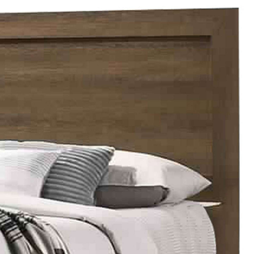 Transitional Style Wooden Eastern King Bed With Raised Molding Trim, Brown By Benzara | Beds |  Modishstore  - 4