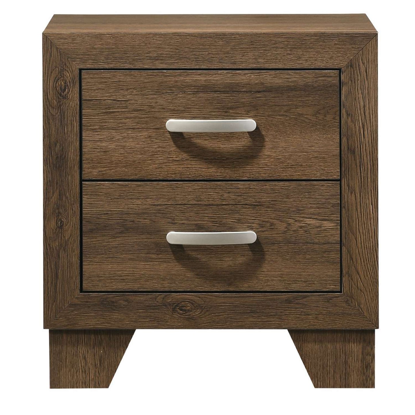 Transitional Style Wooden Nightstand With 2 Drawers And Metal Handles,Brown By Benzara | Nightstands |  Modishstore 