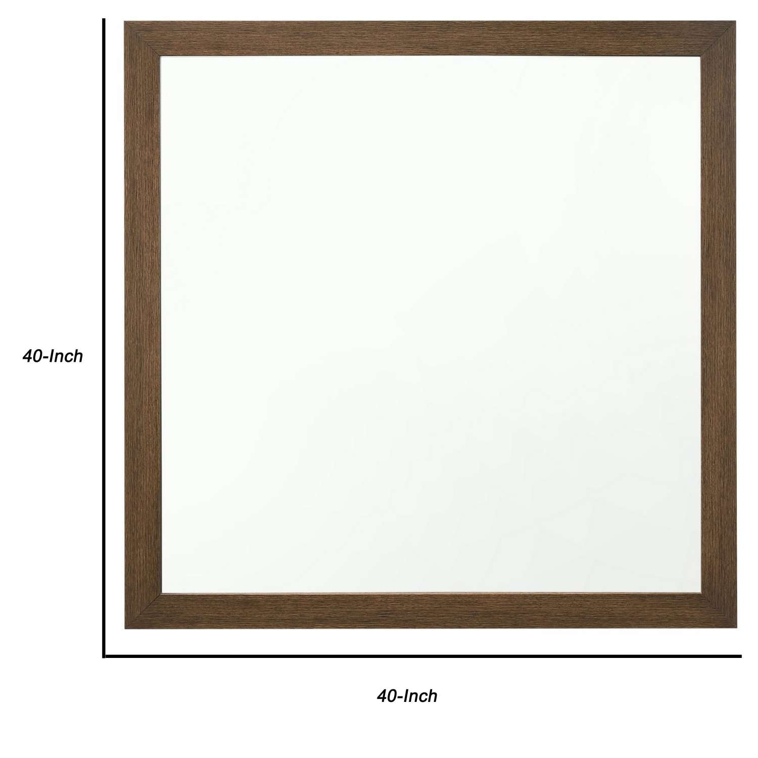 Transitional Style Wooden Frame Mirror With Grain Details, Brown By Benzara | Mirrors |  Modishstore  - 2