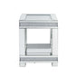 End Table With Faux Gemstone Accents And Open Bottom Mirrored Shelf, Silver By Benzara | End Tables |  Modishstore 
