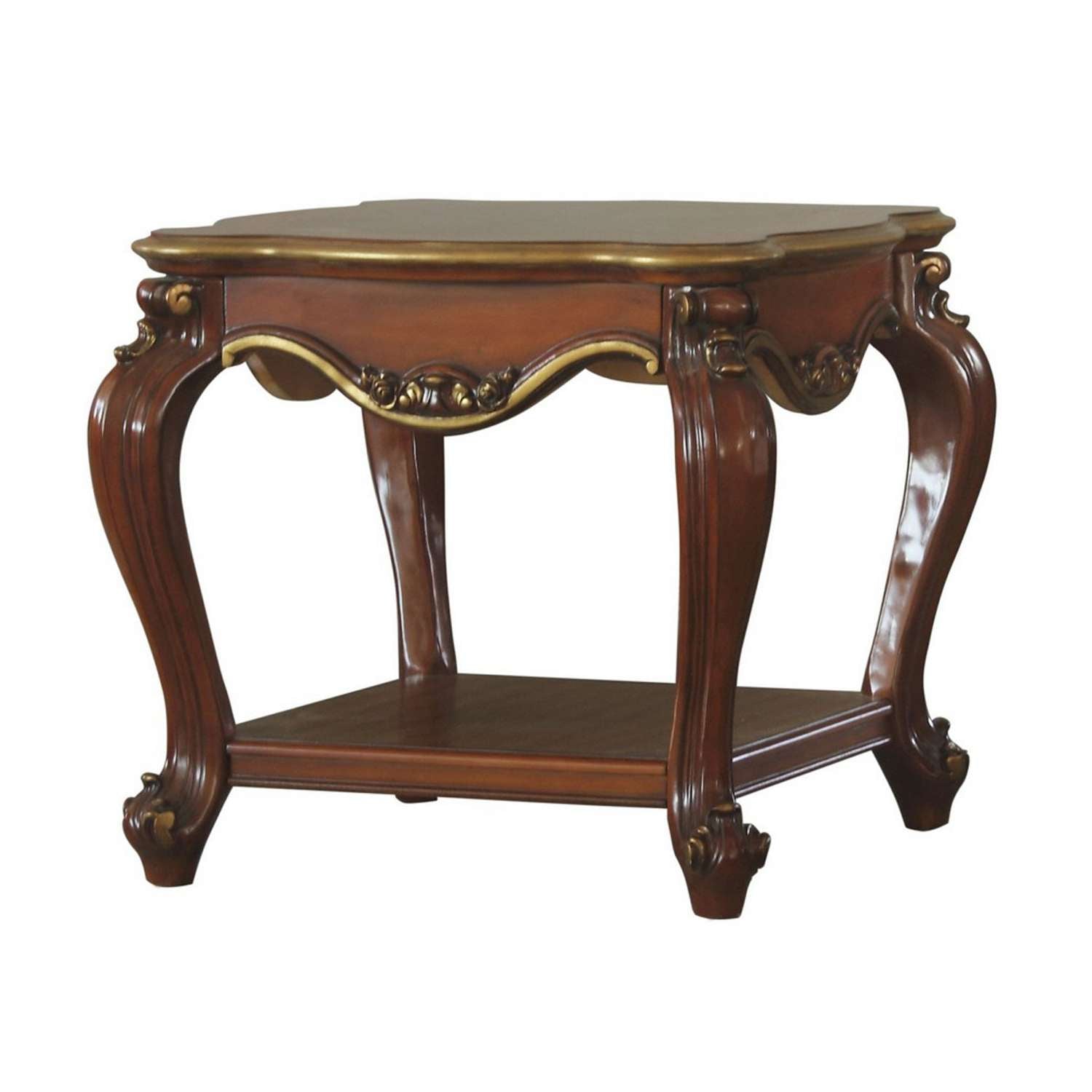Wooden End Table With Open Bottom Shelf And Carved Details, Brown By Benzara | End Tables |  Modishstore  - 2