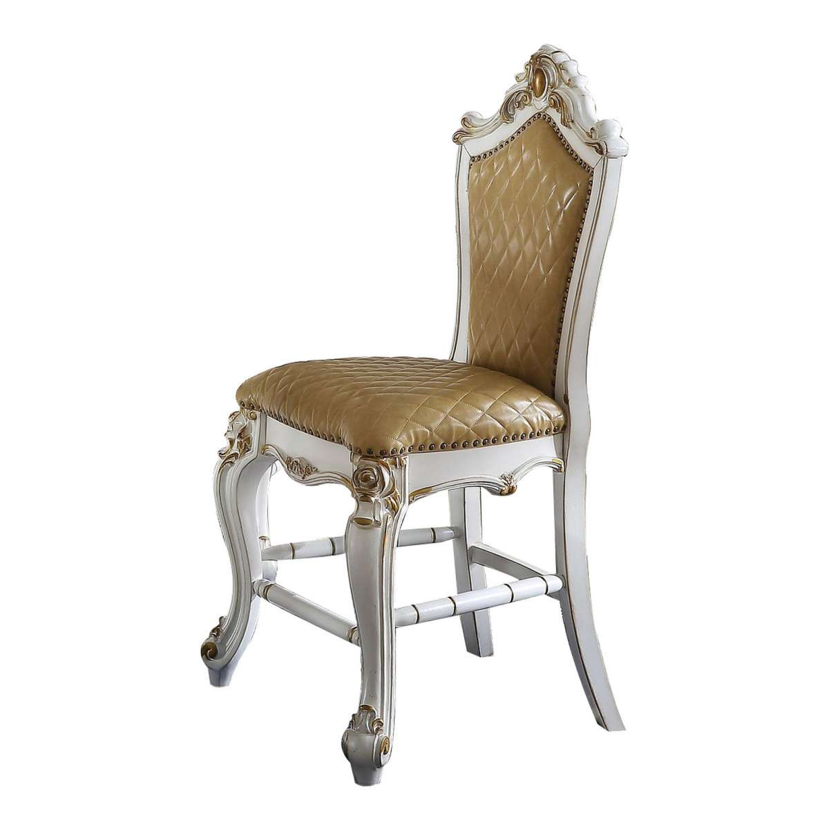 Leatherette Padded Counter Height Chair, Set Of 2, White And Beige By Benzara | Dining Chairs |  Modishstore 