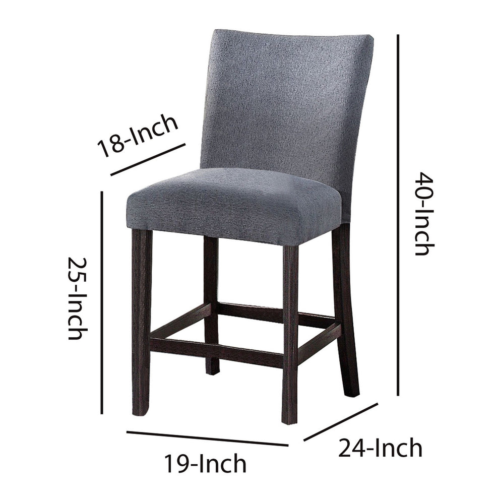 Fabric Counter Height Chairs With Curved Back, Set Of 2, Blue And Brown By Benzara | Dining Chairs | Modishstore - 5