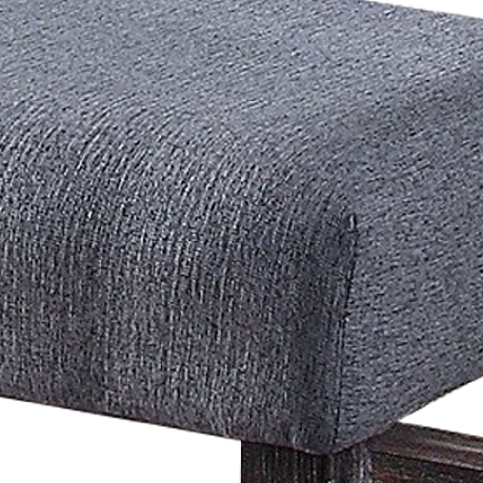 Rectangular Fabric Counter Height Bench With Padded Seat, Brown And Blue By Benzara | Benches | Modishstore - 3
