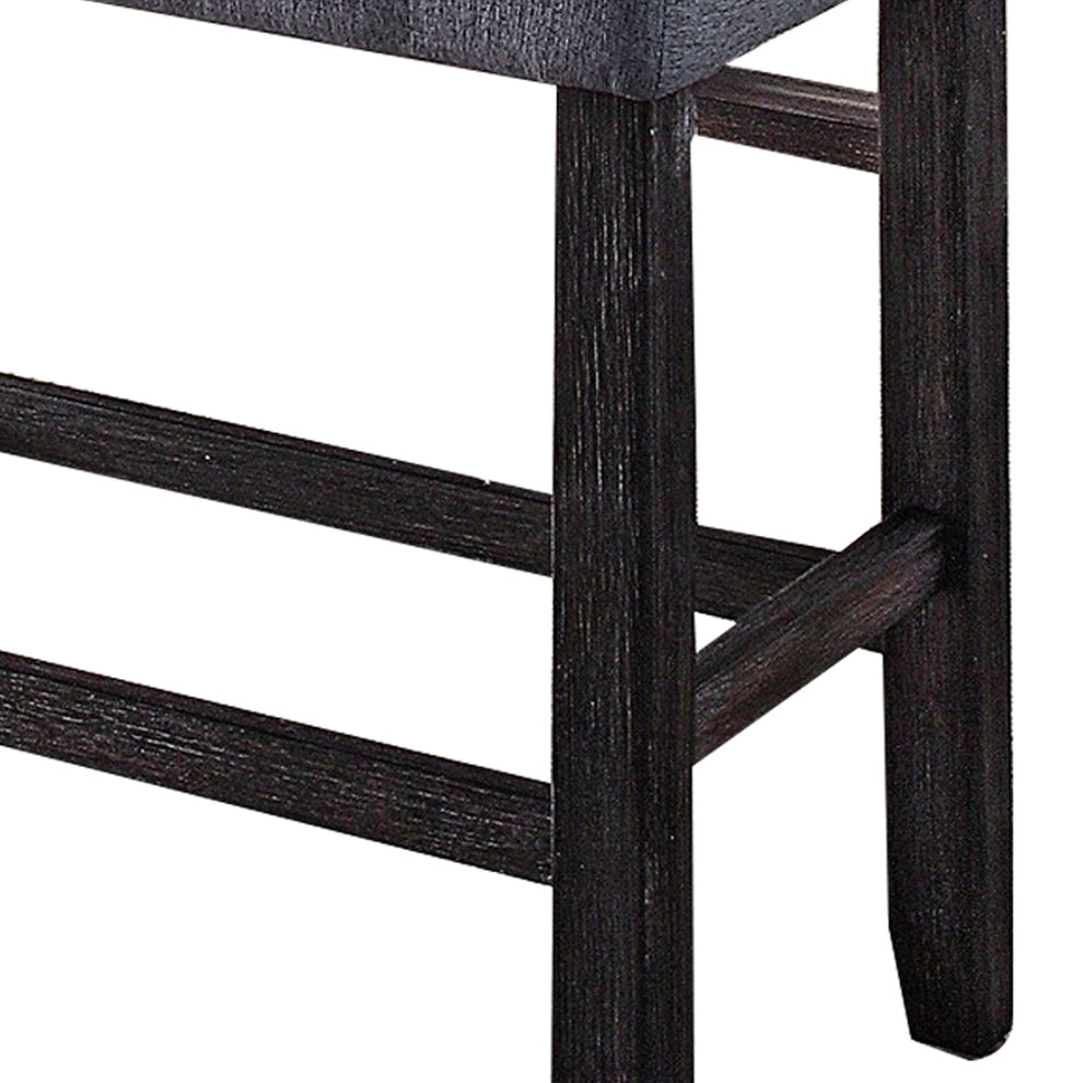 Rectangular Fabric Counter Height Bench With Padded Seat, Brown And Blue By Benzara | Benches | Modishstore - 4