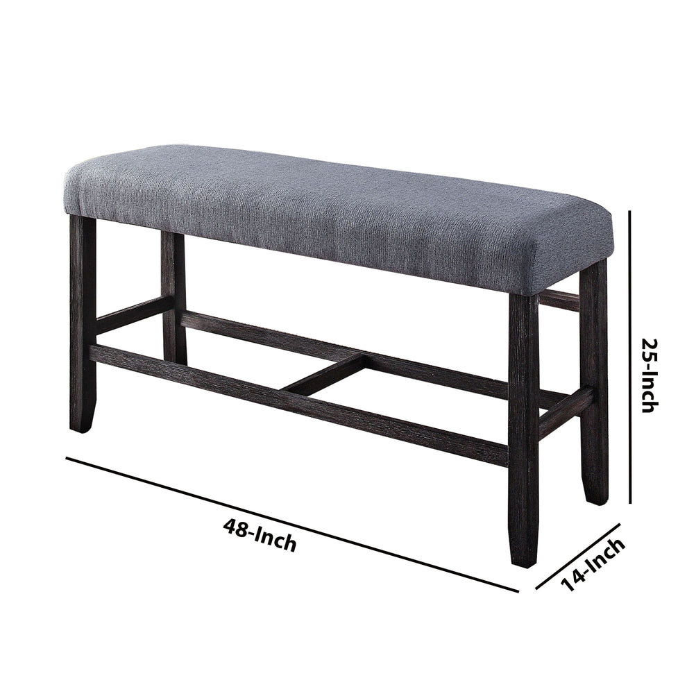 Rectangular Fabric Counter Height Bench With Padded Seat, Brown And Blue By Benzara | Benches | Modishstore - 5