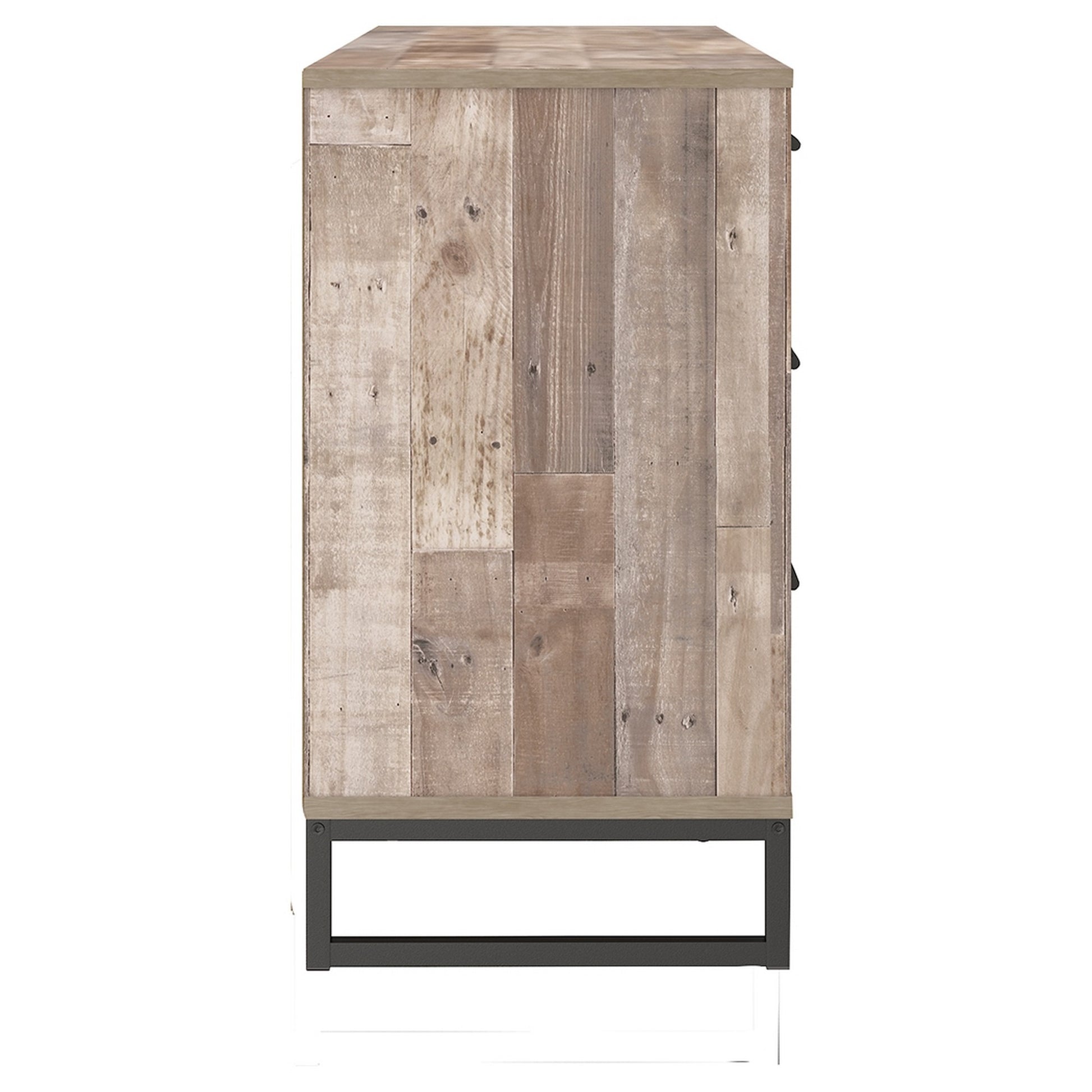 6 Drawer Wooden Dresser With Metal Legs Washed Brown And Black By Benzara | Dressers | Modishstore - 3