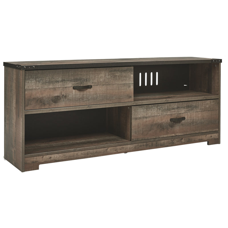 2 Drawer Wooden Tv Stand With Open Shelves Rustic Brown By Benzara | Cabinets | Modishstore