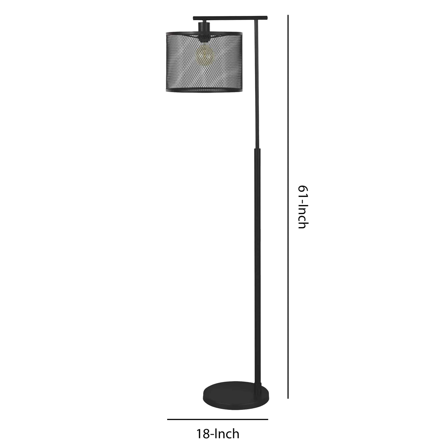 Metal Frame Floor Lamp With Caged Shade Dark Bronze By Benzara | Floor Lamps | Modishstore - 5