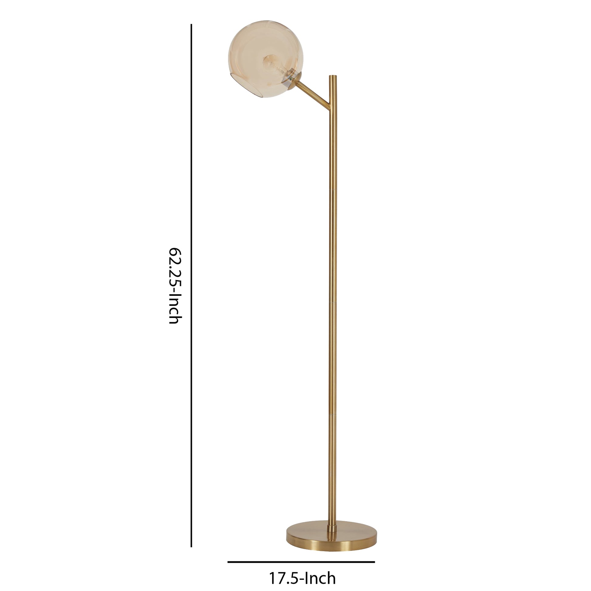 Metal Frame Floor Lamp With Glass Shade Gold By Benzara | Floor Lamps | Modishstore - 5