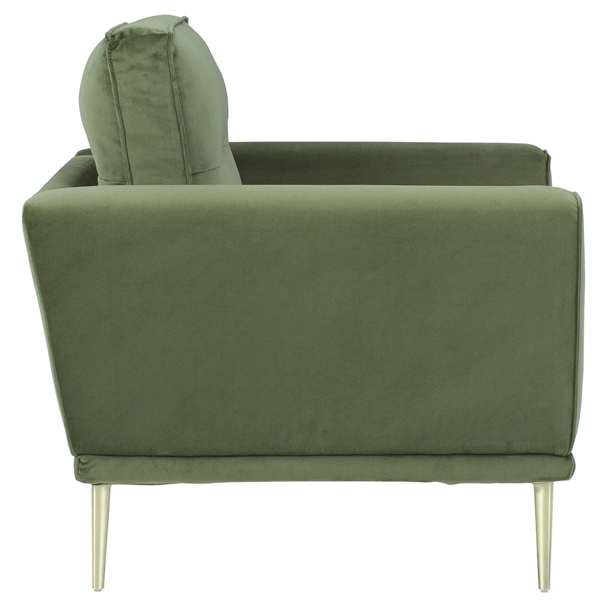 Fabric Chair With Track Style Armrests And Reversible Back Cushions Green By Benzara | Armchairs | Modishstore - 3