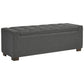 Fabric Tufted Seat Storage Bench With Block Feet Dark Gray By Benzara | Benches | Modishstore - 4