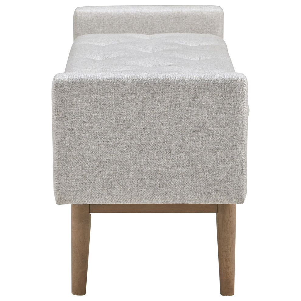 Tufted Fabric Storage Bench With Low Profile Elevated Arms Light Gray By Benzara | Armchairs | Modishstore - 3