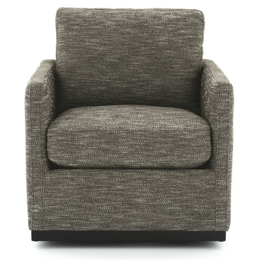 Swivel Fabric Upholstered Accent Chair With Track Arms And Trim Base Gray By Benzara | Accent Chairs | Modishstore