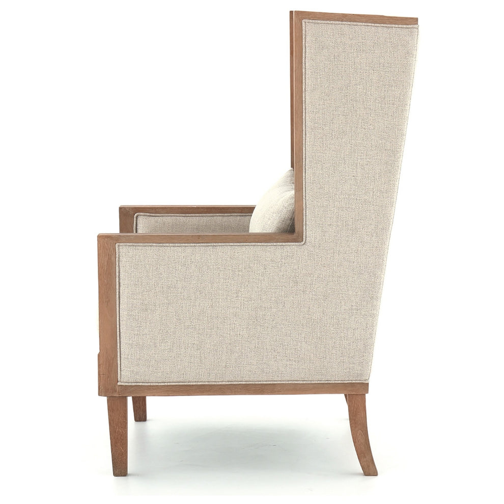 Wooden Frame Accent Chair With High Wingback And Track ArmsBeige And Brown By Benzara | Accent Chairs | Modishstore - 2