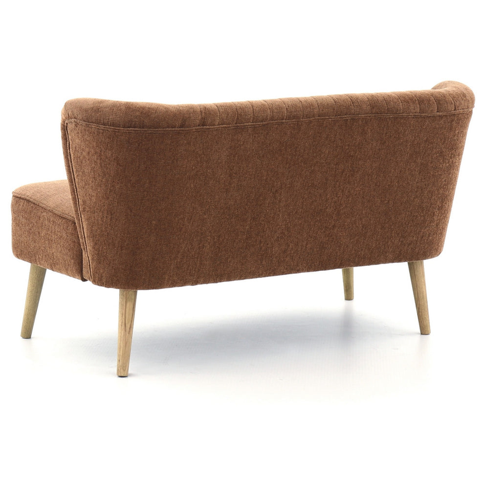 Curved Channel Stitched Fabric Accent Bench With Wooden Legs Brown By Benzara | Benches | Modishstore - 3