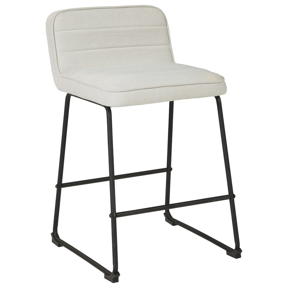 Channel Stitched Low Back Fabric Barstool With Sled Base Set Of 2 White By Benzara | Bar Stools & Tables | Modishstore - 4