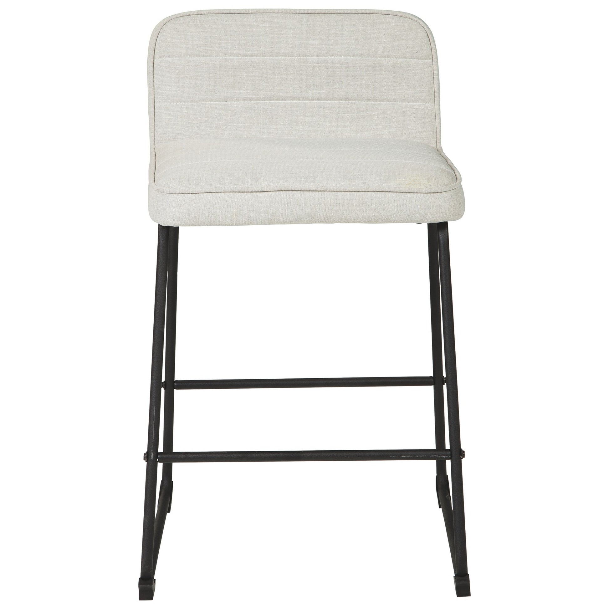Channel Stitched Low Back Fabric Barstool With Sled Base Set Of 2 White By Benzara | Bar Stools & Tables | Modishstore - 3