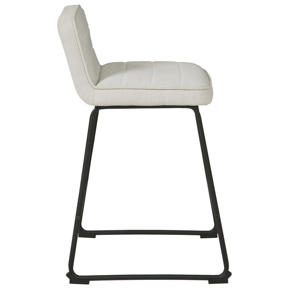 Channel Stitched Low Back Fabric Barstool With Sled Base Set Of 2 White By Benzara | Bar Stools & Tables | Modishstore - 2
