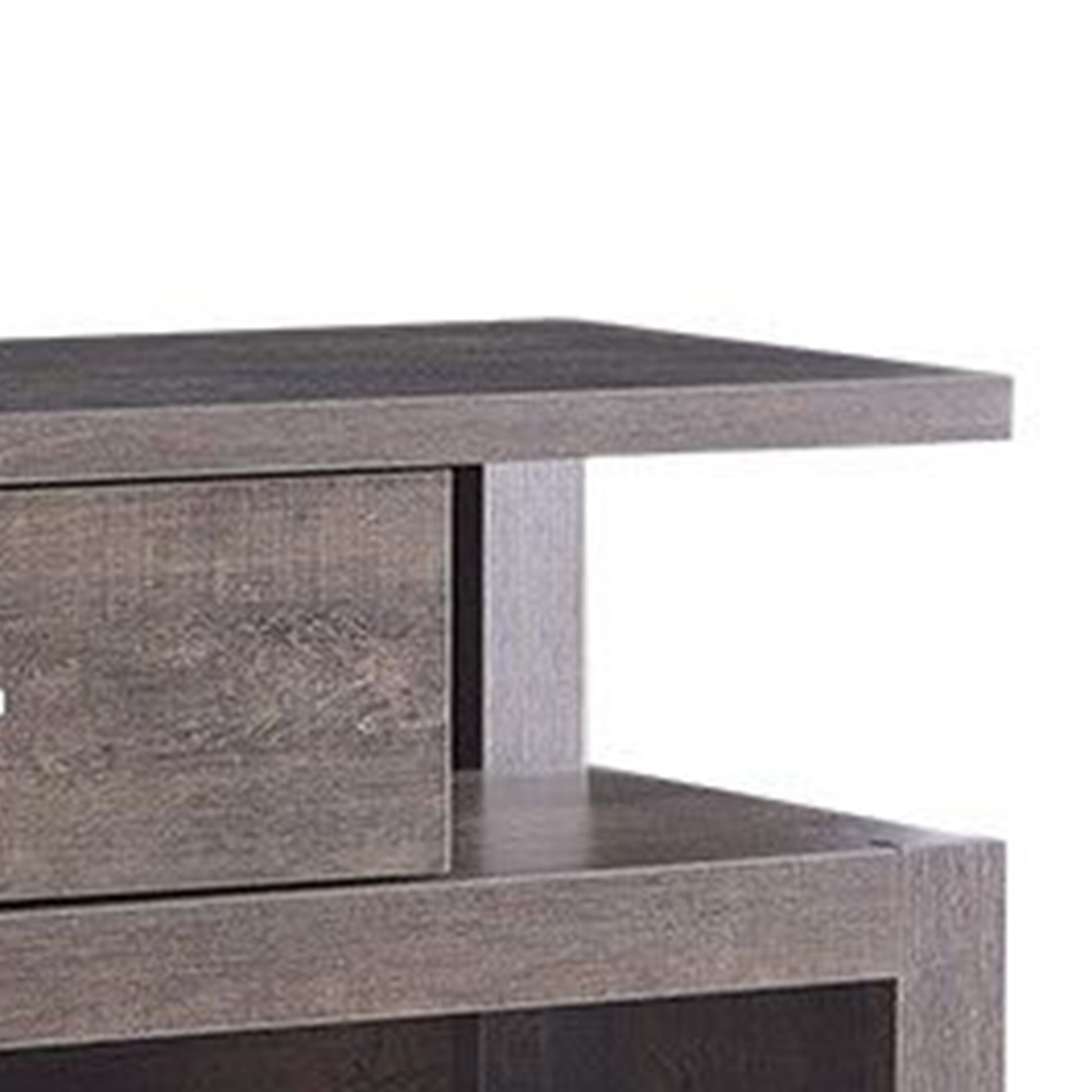 1 Drawer Wooden Tv Stand With 4 Open Compartments Oak Brown By Benzara | Cabinets | Modishstore - 4