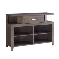 1 Drawer Wooden Tv Stand With 4 Open Compartments Oak Brown By Benzara
