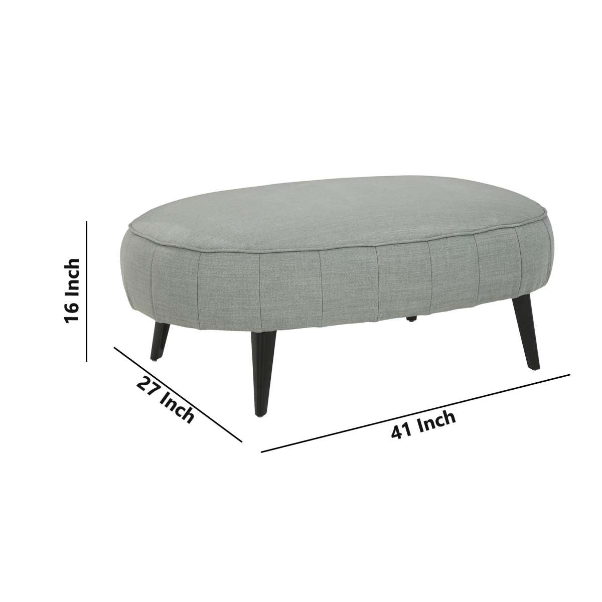 Fabric Upholstered Oversized Accent Ottoman With Metal Legs, Gray By Benzara | Ottomans |  Modishstore  - 3