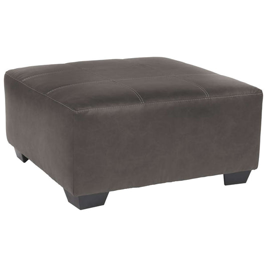 Faux Leather Upholstered Square Oversized Accent Ottoman, Gray By Benzara | Ottomans |  Modishstore 