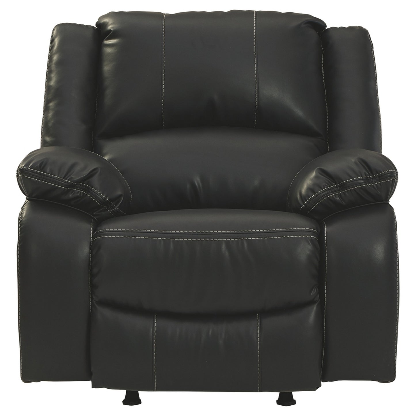 Faux Leather Upholstered Rocker Recliner With Jumbo Stitching, Black By Benzara | Chairs & Recliners | Modishstore