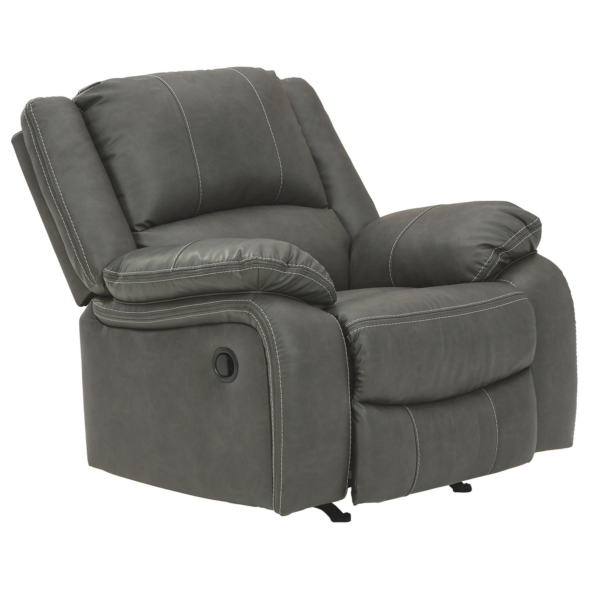 Faux Leather Upholstered Rocker Recliner With Jumbo Stitching, Gray By Benzara | Chairs & Recliners | Modishstore - 4