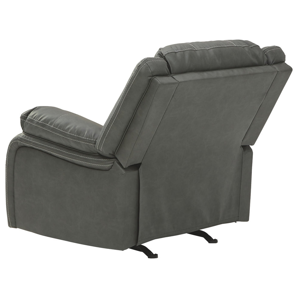 Faux Leather Upholstered Rocker Recliner With Jumbo Stitching, Gray By Benzara | Chairs & Recliners | Modishstore - 3