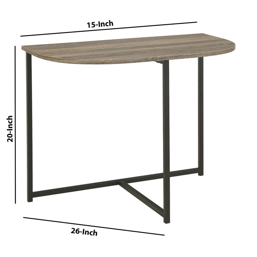 Crescent Moon Shaped Wood And Metal Chair Side End Table, Brown And Black By Benzara | Side Tables |  Modishstore  - 3