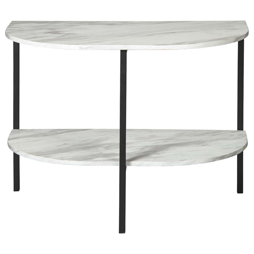Crescent Moon Shaped Marble Top Metal Chair Side End Table, White And Black By Benzara | Side Tables |  Modishstore  - 5