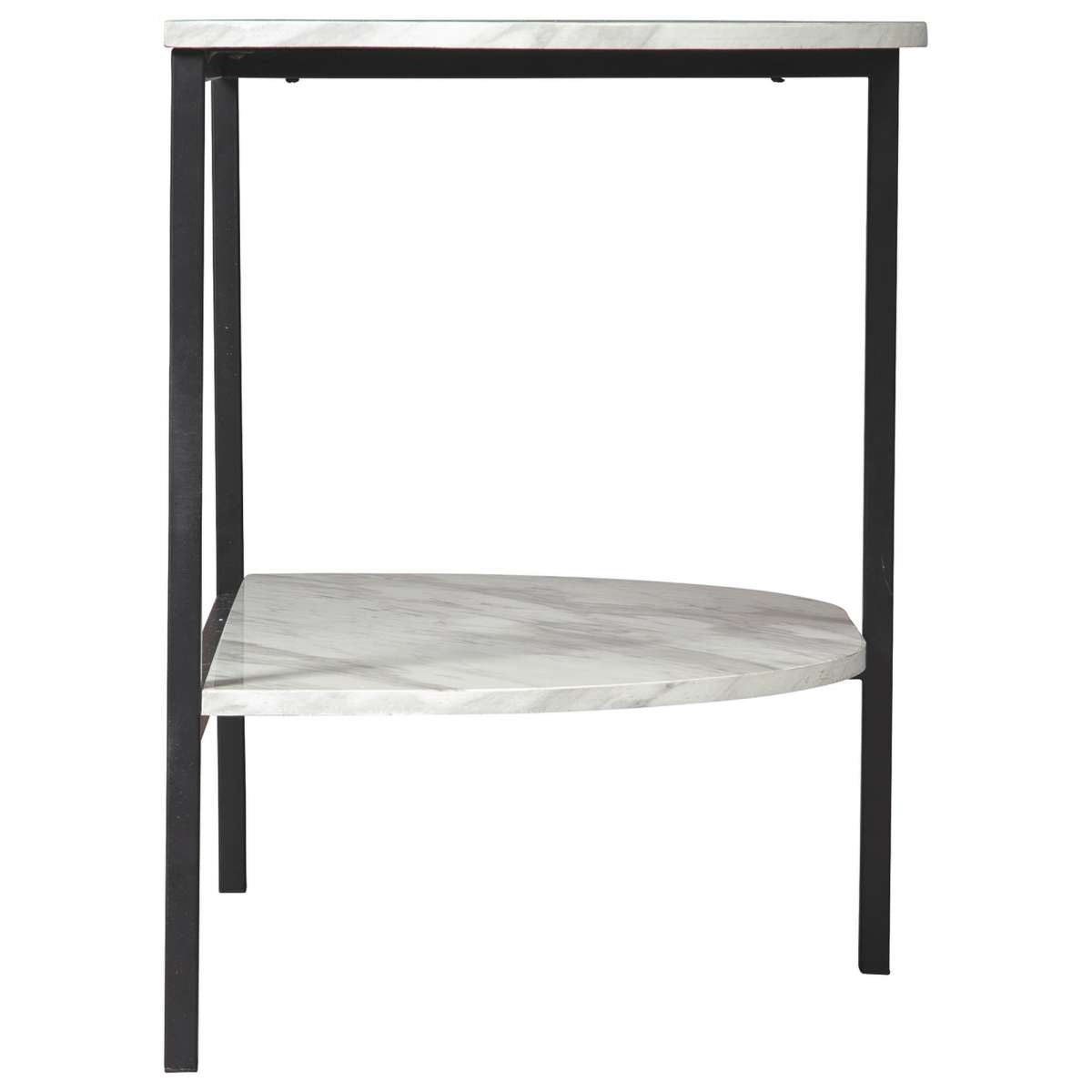Crescent Moon Shaped Marble Top Metal Chair Side End Table, White And Black By Benzara | Side Tables |  Modishstore  - 4