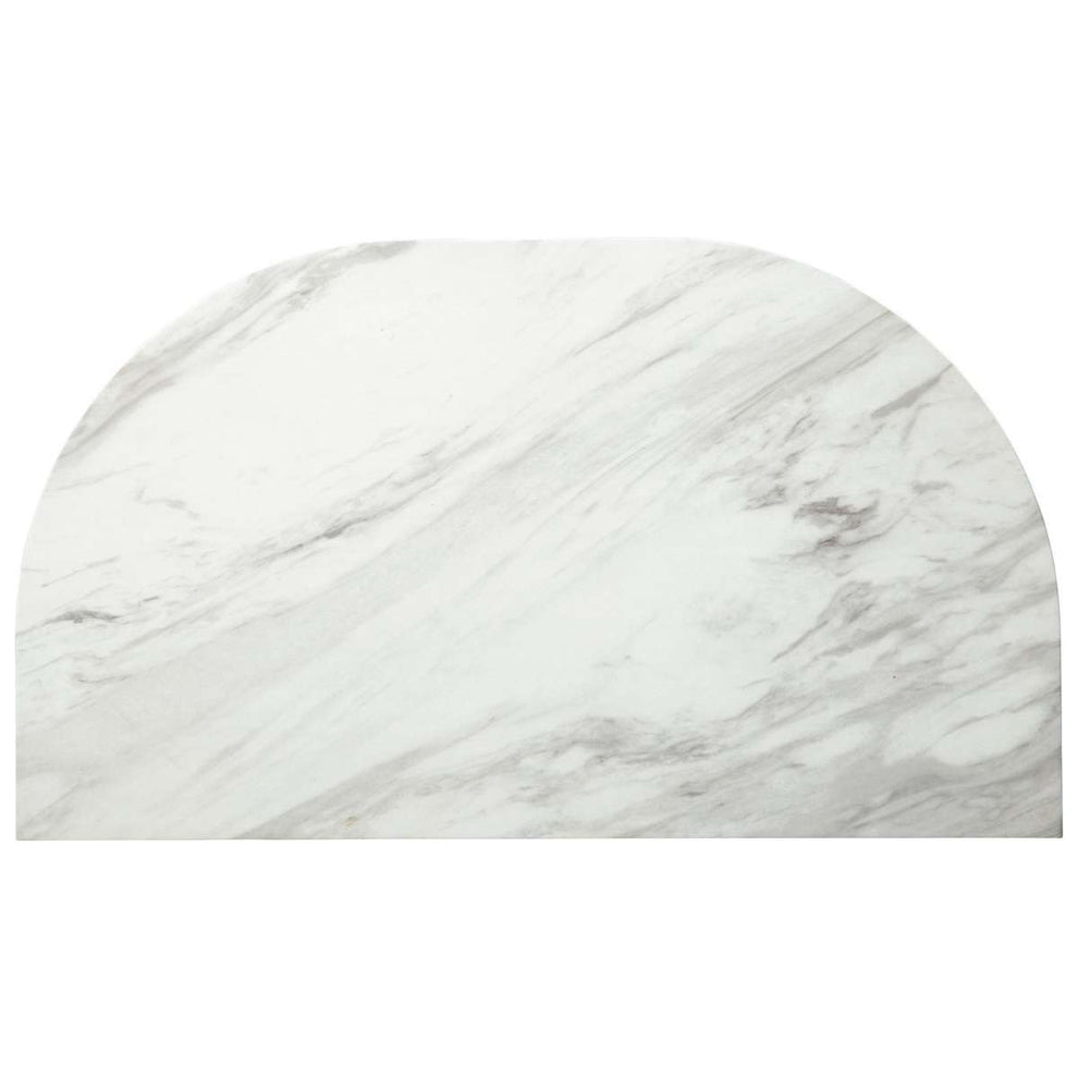 Crescent Moon Shaped Marble Top Metal Chair Side End Table, White And Black By Benzara | Side Tables |  Modishstore  - 3