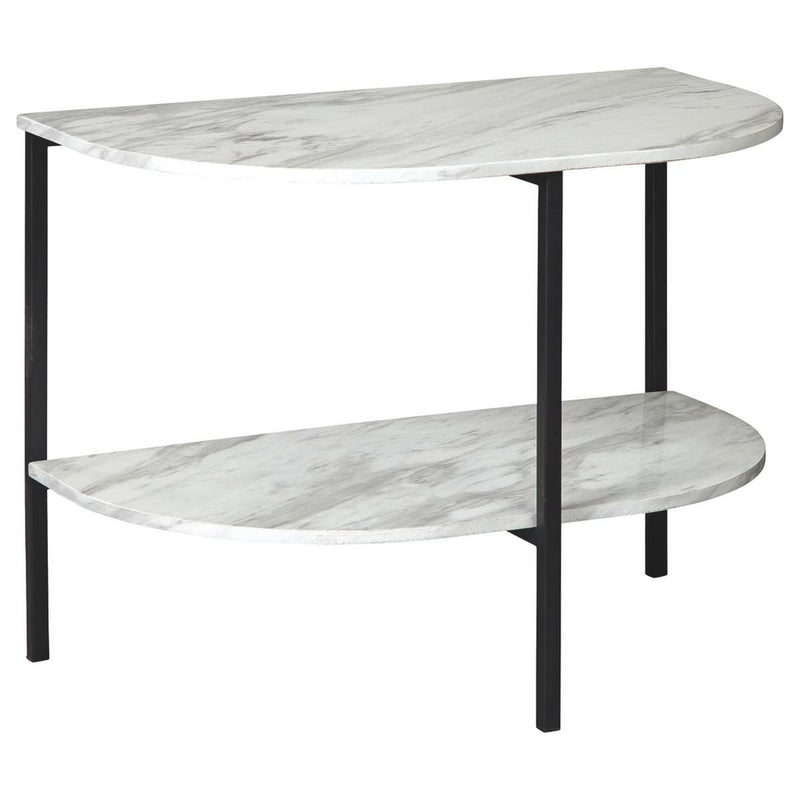 Crescent Moon Shaped Marble Top Metal Chair Side End Table, White And Black By Benzara | Side Tables |  Modishstore 