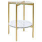 Glass Top Metal End Table With Marble Shelf, Gold And White By Benzara | End Tables |  Modishstore 