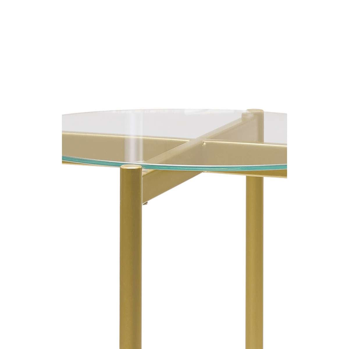 Glass Top Metal End Table With Marble Shelf, Gold And White By Benzara | End Tables |  Modishstore  - 4