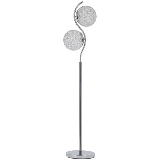 Contemporary Floor Lamp With Metal And Acrylic Ball Shades, Silver By Benzara | Floor Lamps | Modishstore